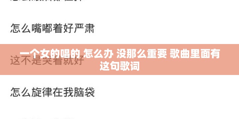 一个女的唱的 怎么办 没那么重要 歌曲里面有这句歌词