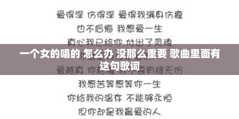 一个女的唱的 怎么办 没那么重要 歌曲里面有这句歌词