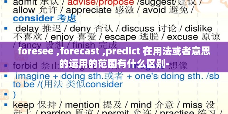 foresee ,forecast ,predict 在用法或者意思的运用的范围有什么区别-