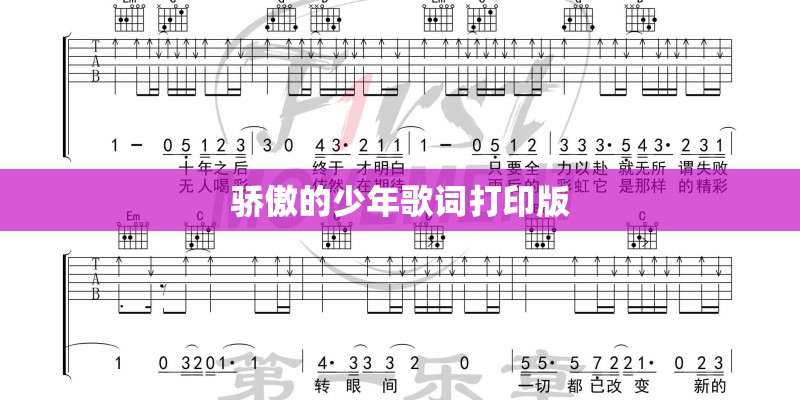 骄傲的少年歌词打印版