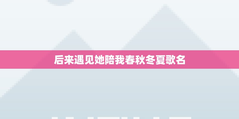 后来遇见她陪我春秋冬夏歌名
